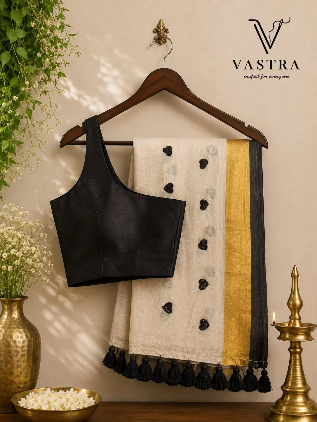 Black Heart Mul Cotton Saree