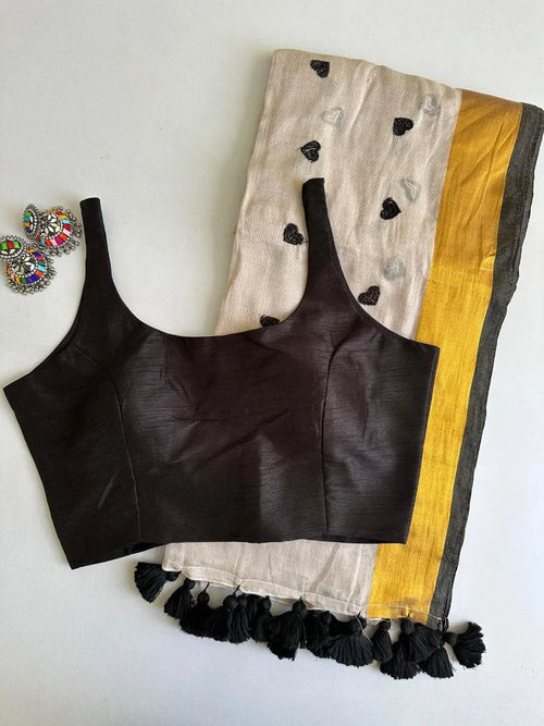 Black Heart Mul Cotton Saree