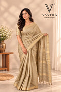 Cream Kota Slub Silk Saree with Blouse