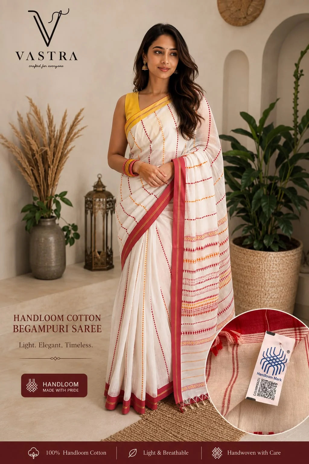 Handloom Cotton Begampuri Saree
