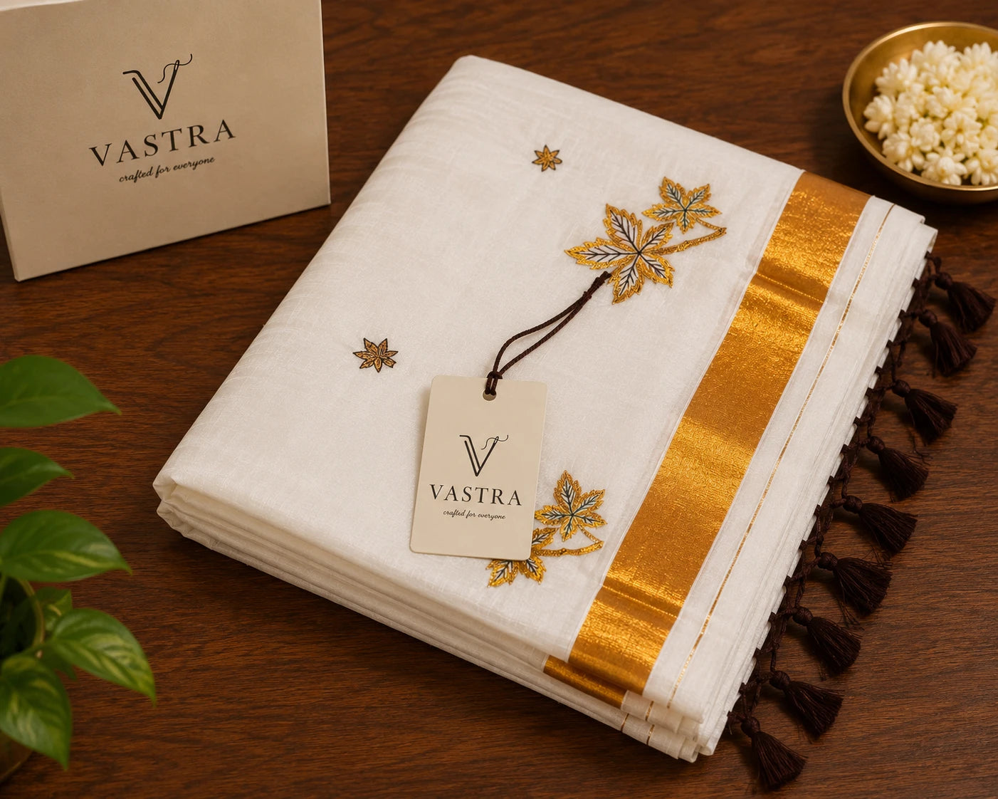 Kerala Soft Cotton Embroidered Saree
