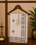 Kerala Soft Cotton Saree with Unique Kollam Design Print