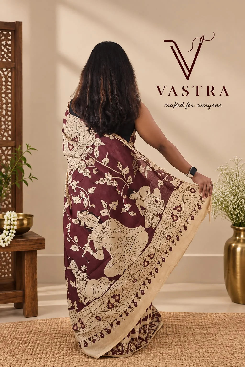 Mangalagiri cotton -Kalamkari style artistry and elephant motif