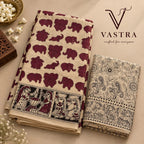 Mangalagiri cotton -Kalamkari style artistry and elephant motif