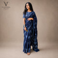 Midnight Indigo Mulmul Cotton Saree