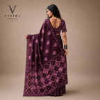 Mulberry wine Mul Mul Cotton Saree