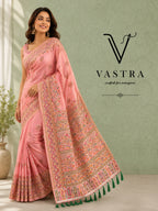 Pashmina Kashmiri Meenakari Green Saree