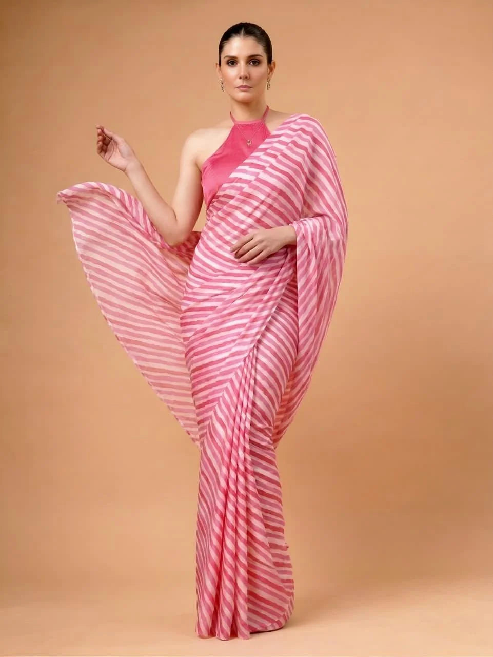 Premium Satin Silk Pink Saree
