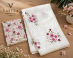 Pure Crushed Silk Saree with Floral Hand Embroidery