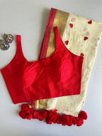 Red Heart Mul Cotton Saree