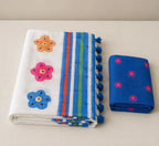 Soft Linen Digital Print Blue Saree with Mirror Work